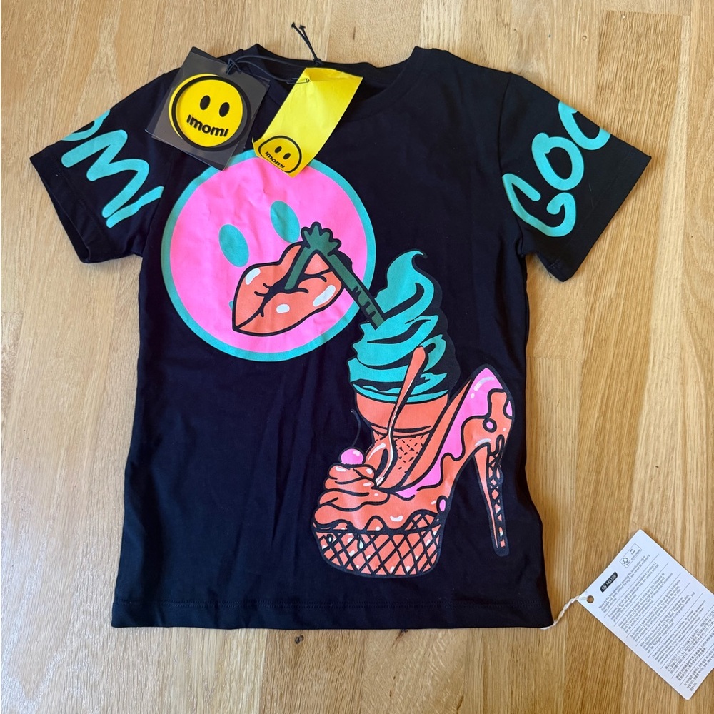Black Tee with Vibrant Graphic Print